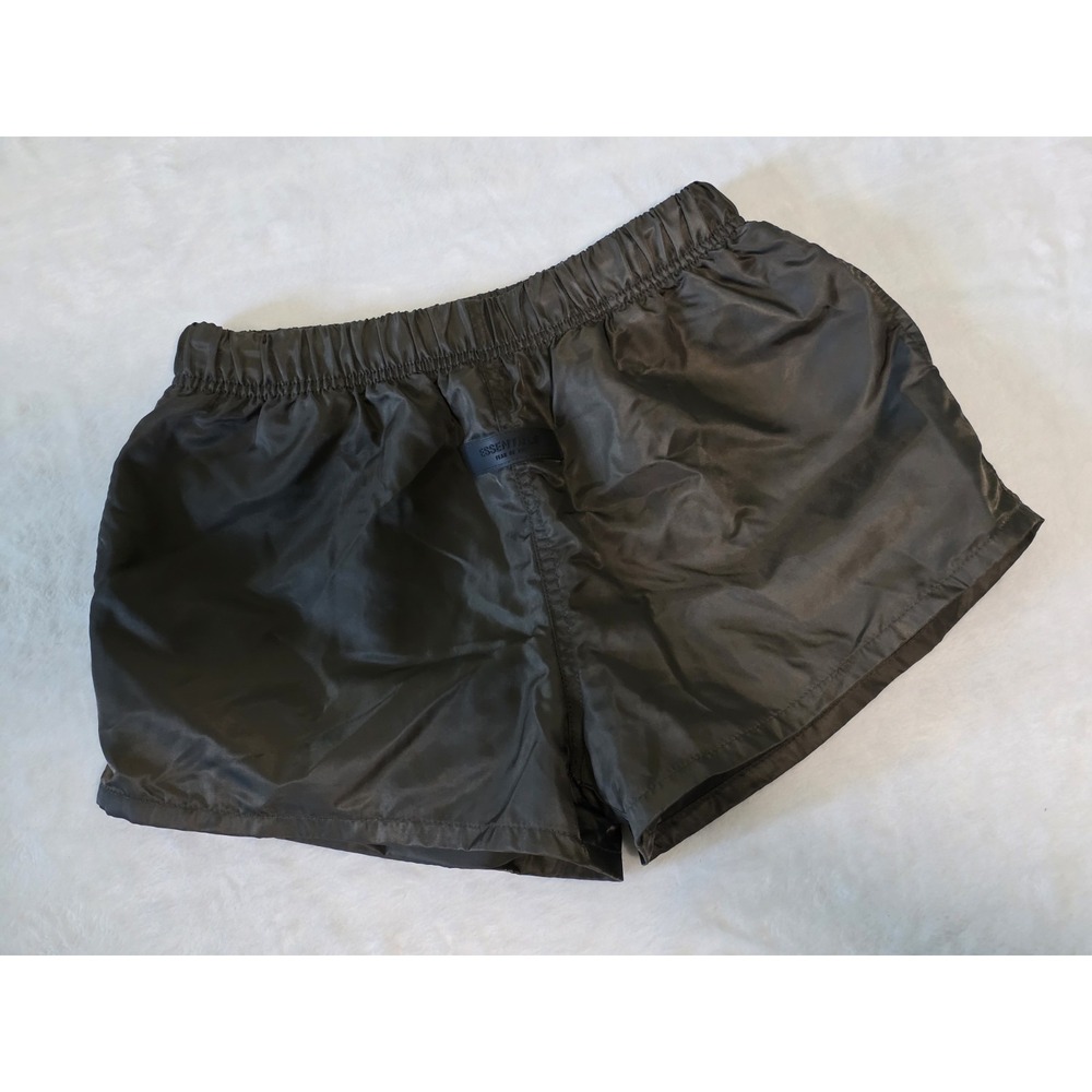 Essentials Fear of God Womens Small Dark Olive Green Mini Windbreaker Shorts